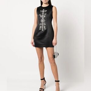 Cynthia Rowley | Dresses | Cynthia Rowley Nwt Black Satin Crystal Fitted  Shift Dress | Poshmark